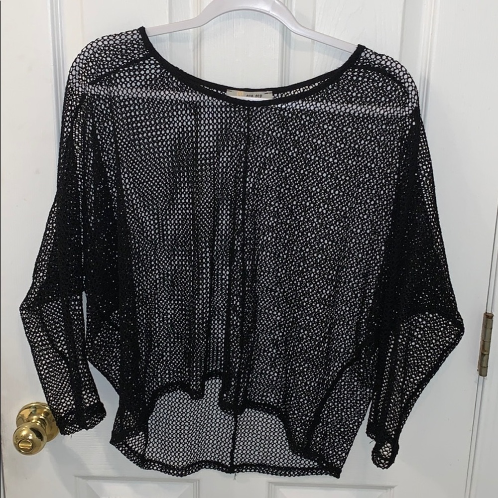 Black mesh over shirt